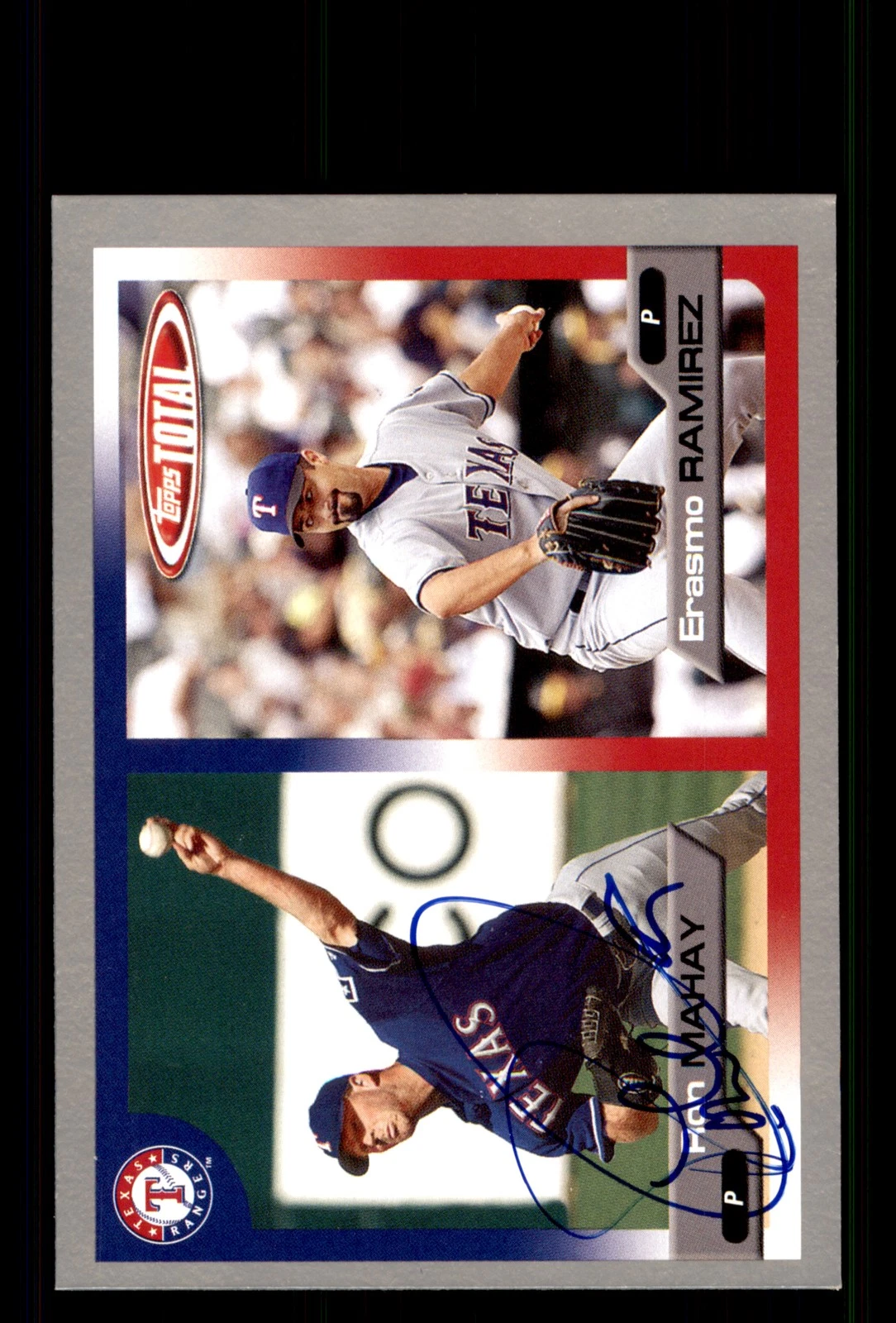 Signed Baseball Card Auto Ron Mahay 2005 Topps Total #639 Rangers Silver