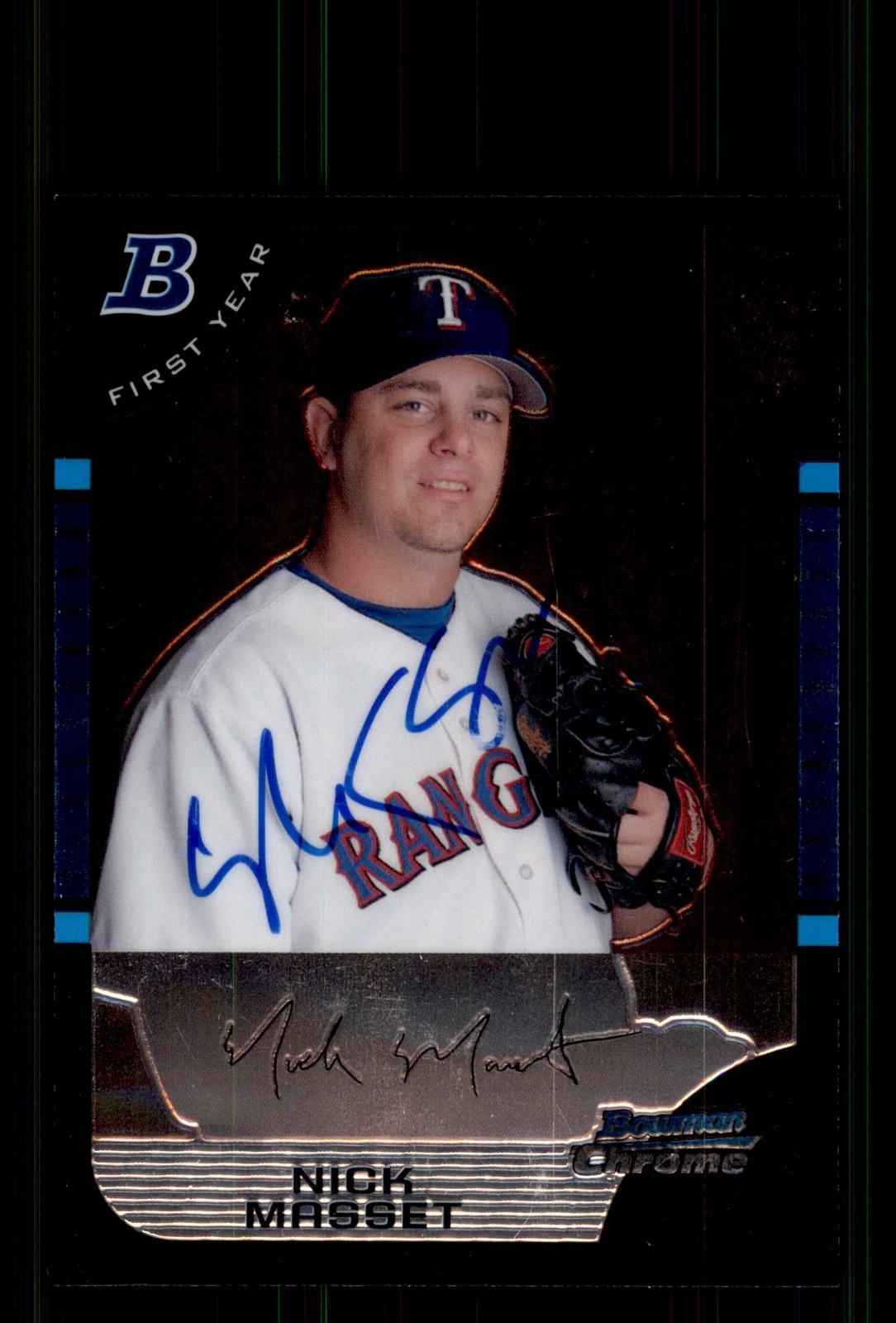 Signed Baseball Card Auto Nick Masset 2005 Bowman Chrome #326 Texas Rangers