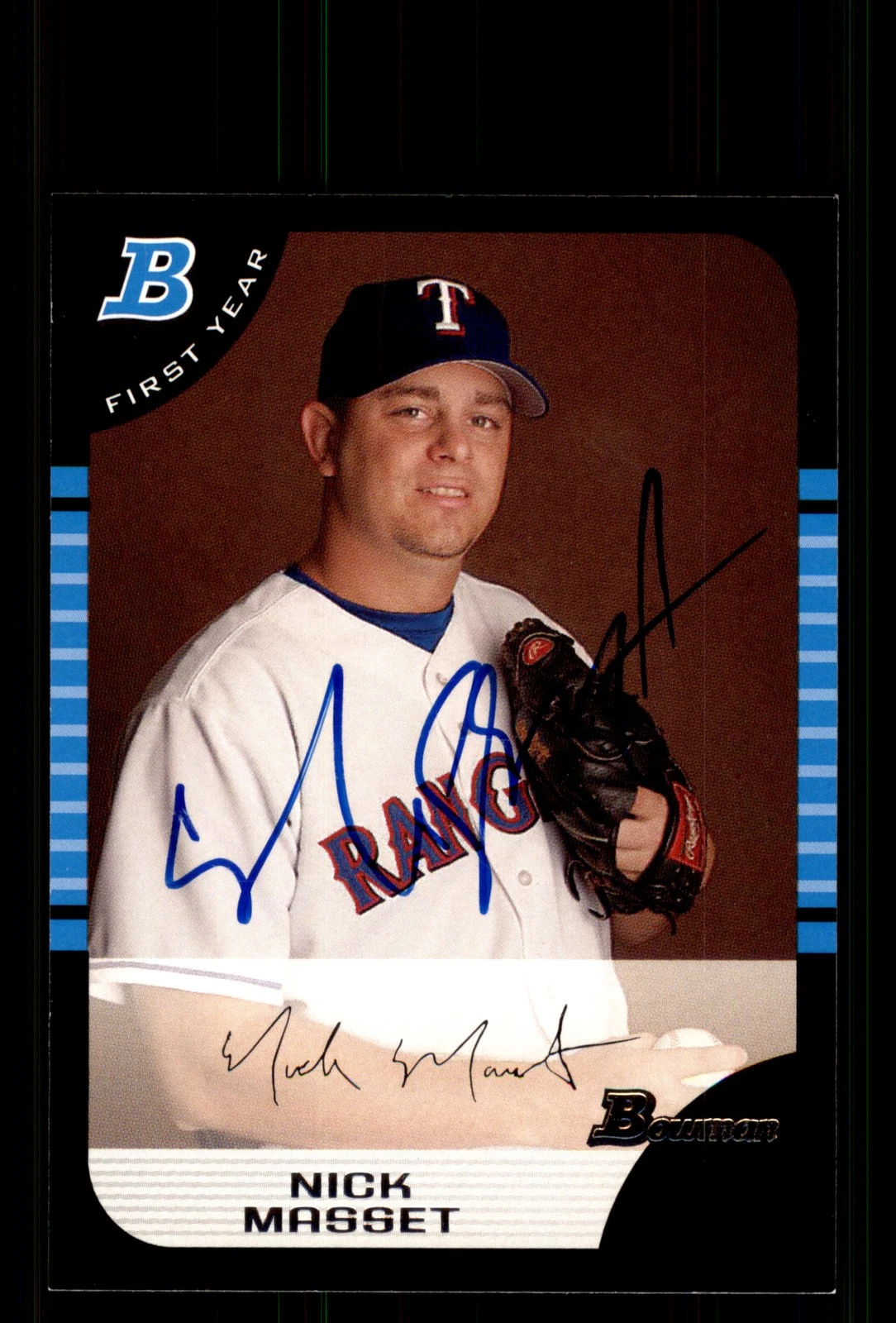 Signed Baseball Card Auto Nick Masset 2005 Bowman #326 Texas Rangers