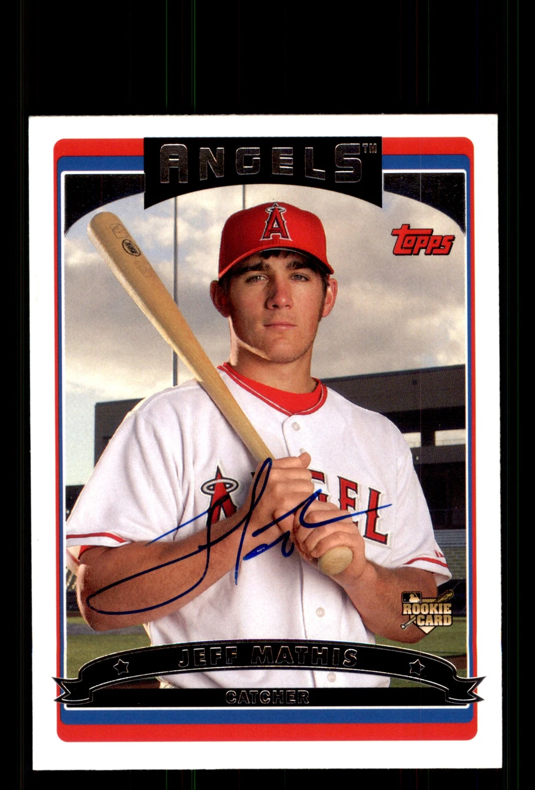 Signed Baseball Card Auto Jeff Mathis 2006 Topps #299 Los Angeles Angels