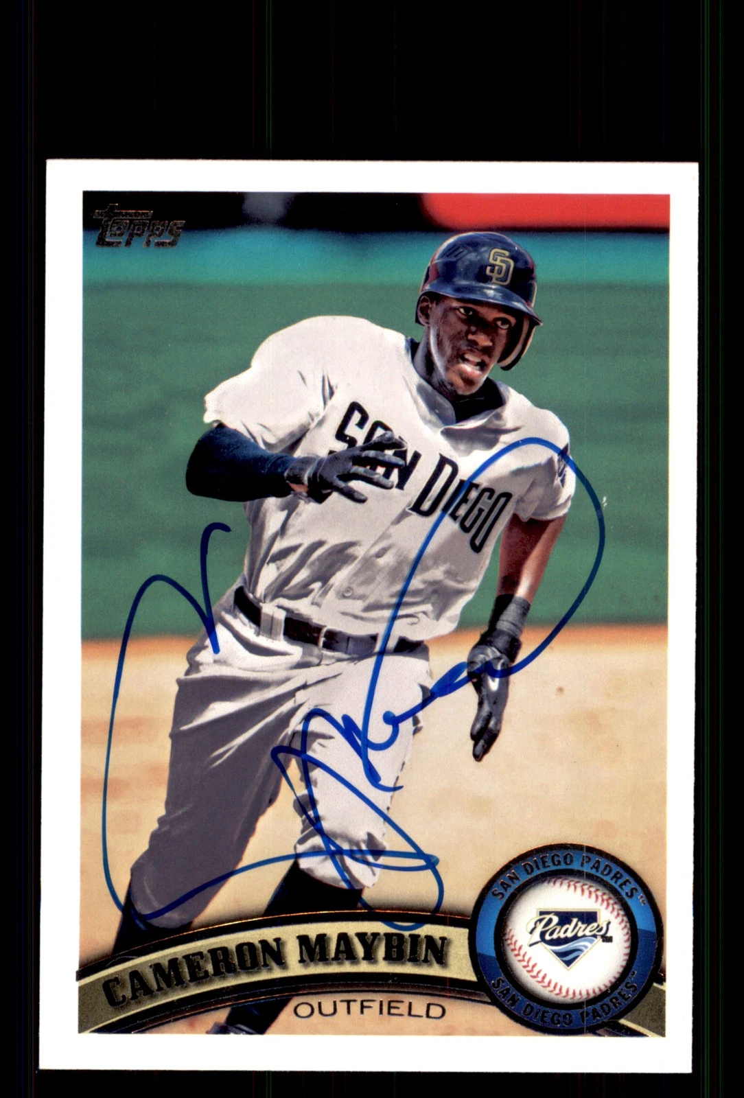 Signed Baseball Card Auto Cameron Maybin 2011 Topps #569 San Diego Padres