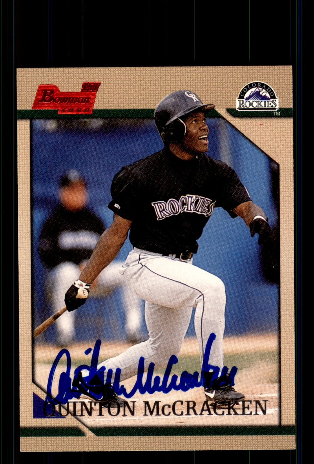 Signed Baseball Card Auto Quinton McCracken 1996 Bowman #306 Colorado Rockies