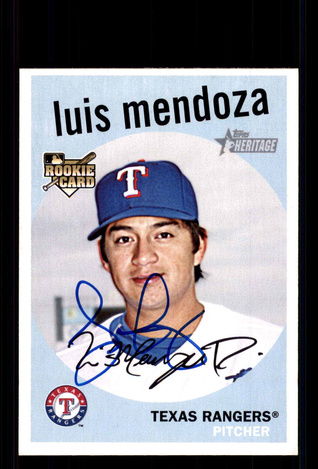 Signed Baseball Card Auto Luis Mendoza 2008 Topps Heritage #559 Texas Rangers