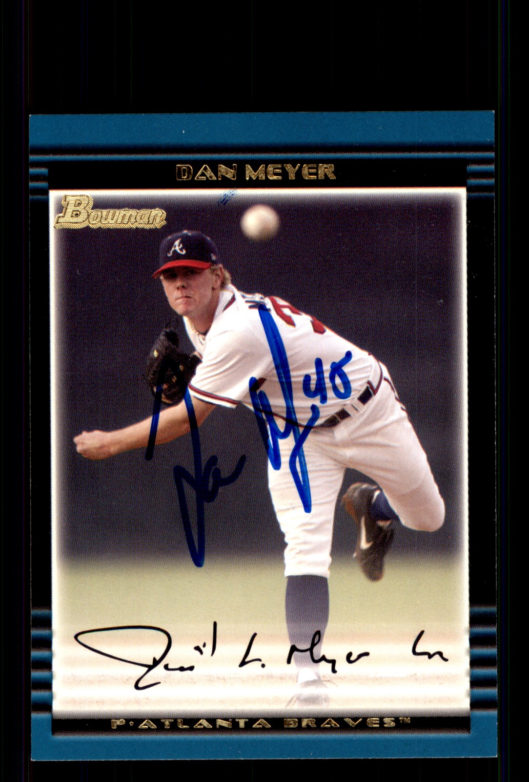 Signed Baseball Card Auto Dan Meyer 2002 Bowman #BDP34 Atlanta Braves