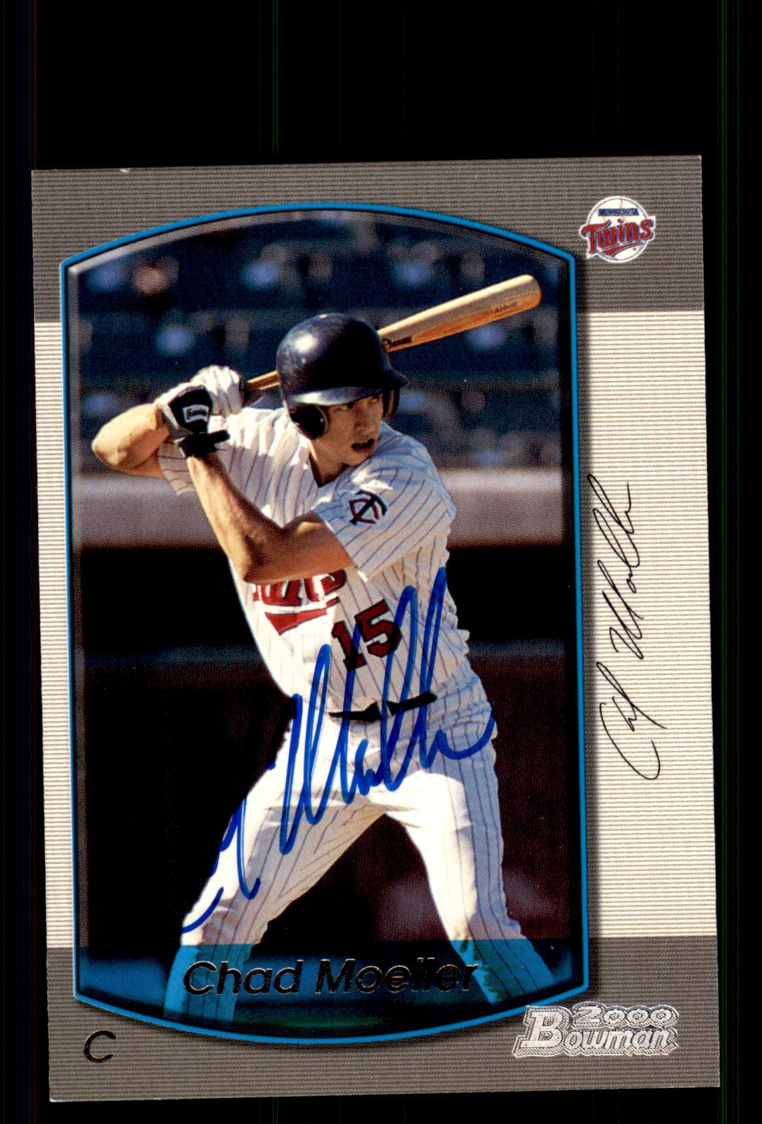 Signed Baseball Card Auto Chad Moeller 2000 Bowman #422 Minnesota Twins