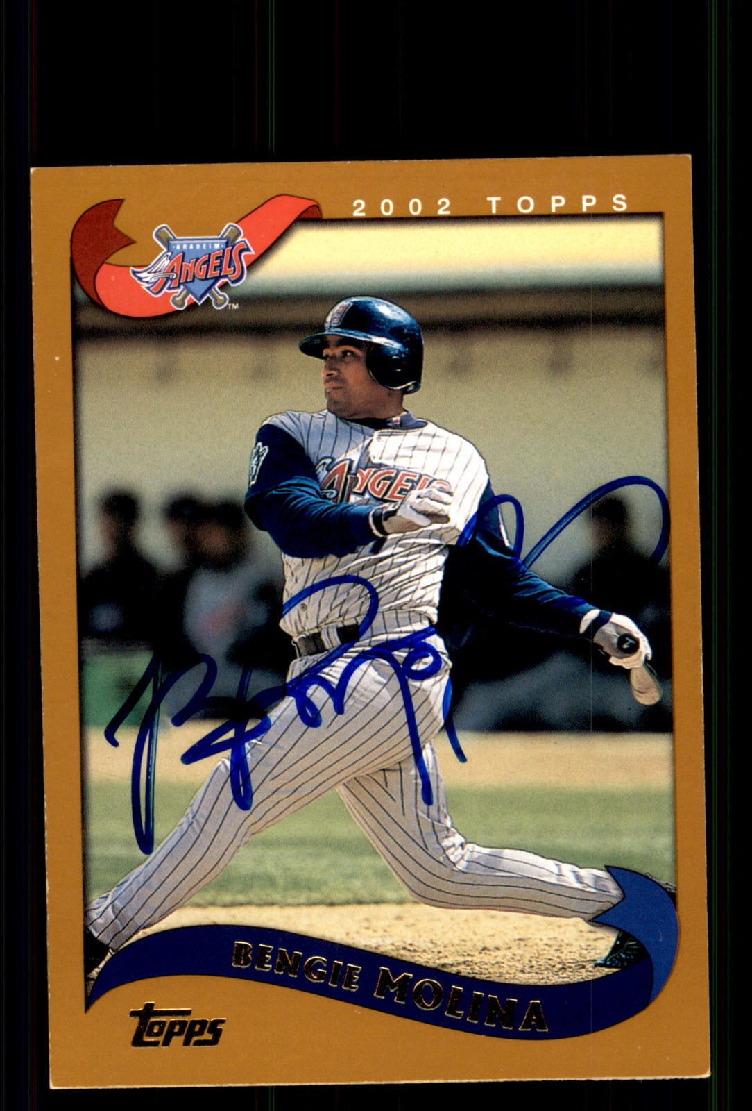 Signed Baseball Card Auto Bengie Molina 2002 Topps #38 Anaheim Angels