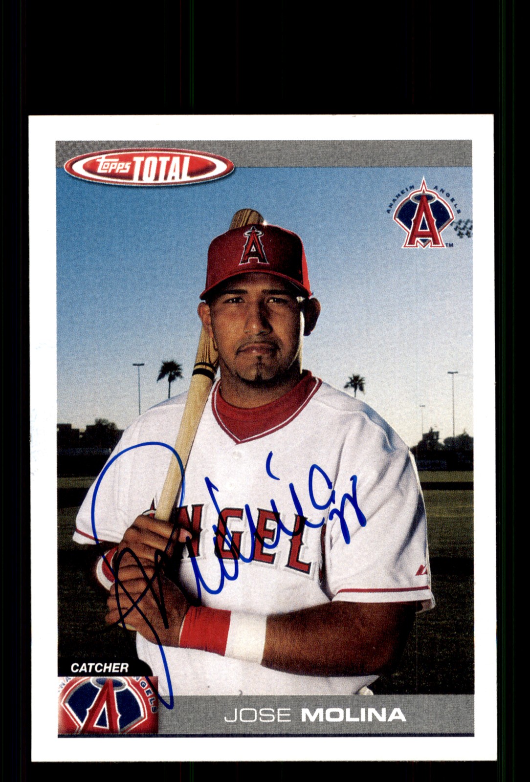 Signed Baseball Card Auto Jose Molina 2004 Topps Total #389 Anaheim Angels