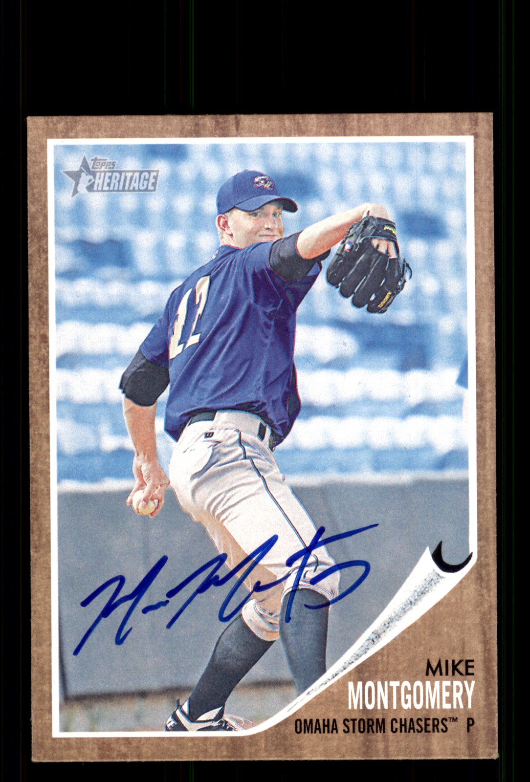 Signed Baseball Card Auto Mike Montgomery 2011 Topps Heritage Minor League #30