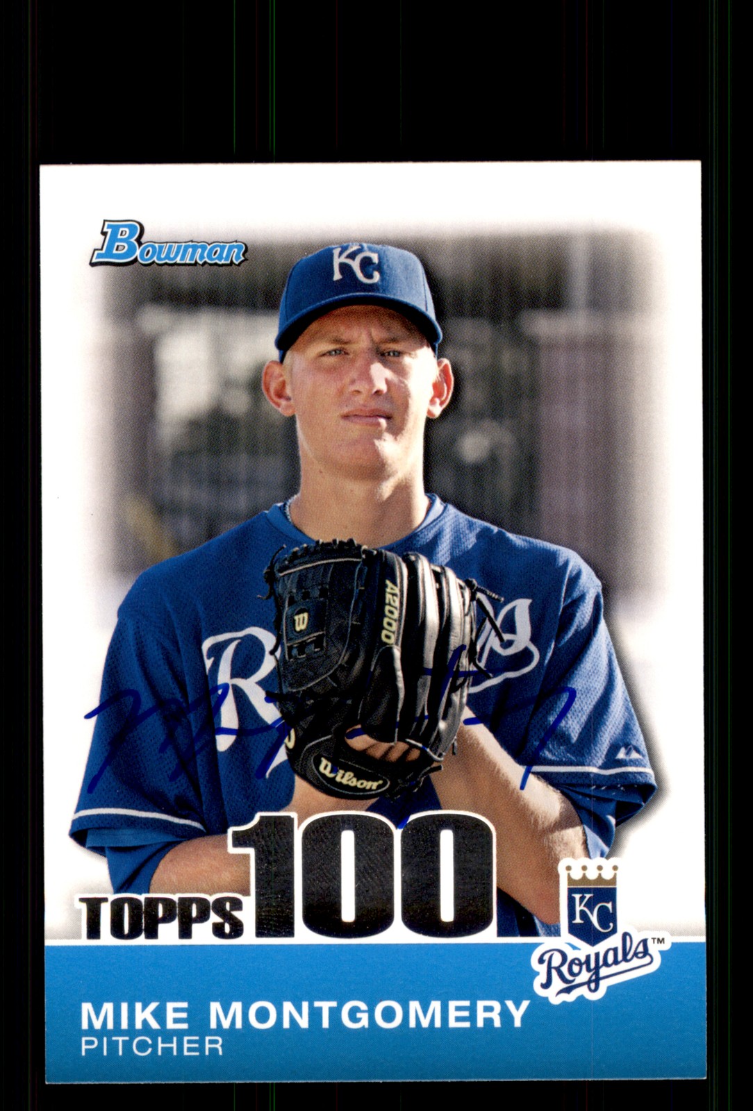 Signed Baseball Card Auto Mike Montgomery 2010 Bowman #TP33 Kansas City Royals