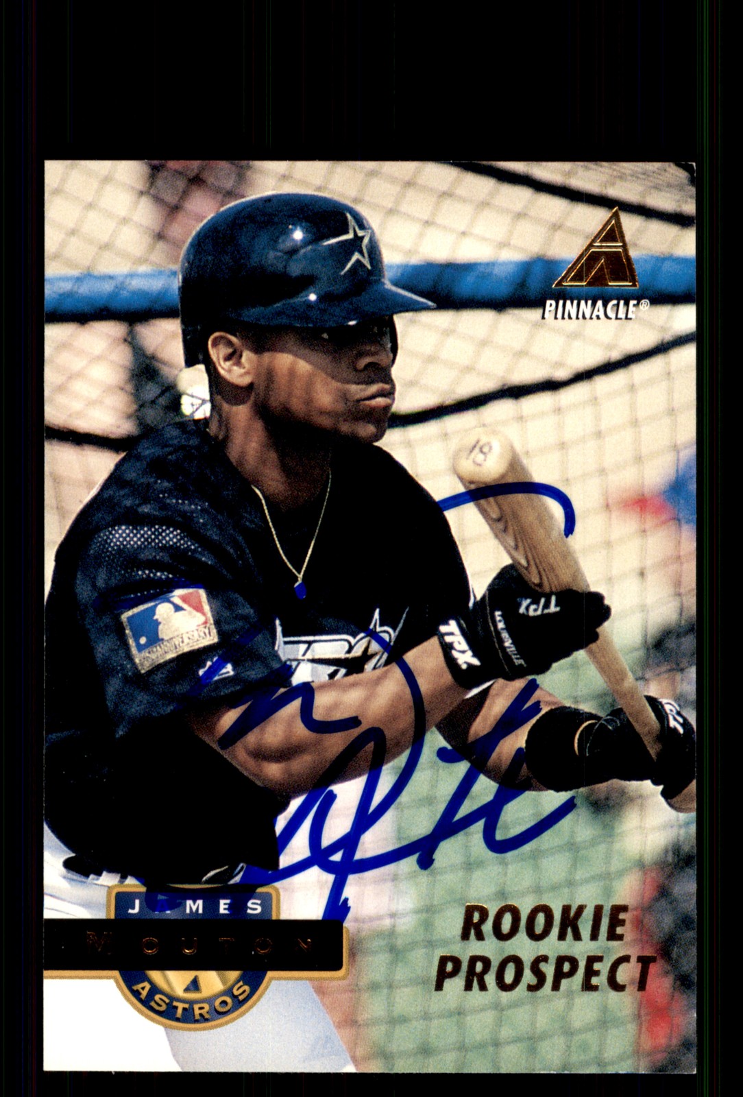 Signed Baseball Card Auto James Mouton 1994 Pinnacle #535 Houston Astros