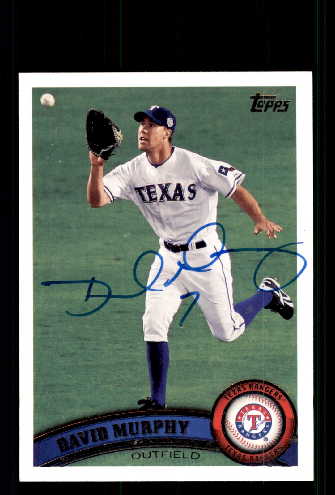 Signed Baseball Card Auto David Murphy 2011 Topps #603 Texas Rangers
