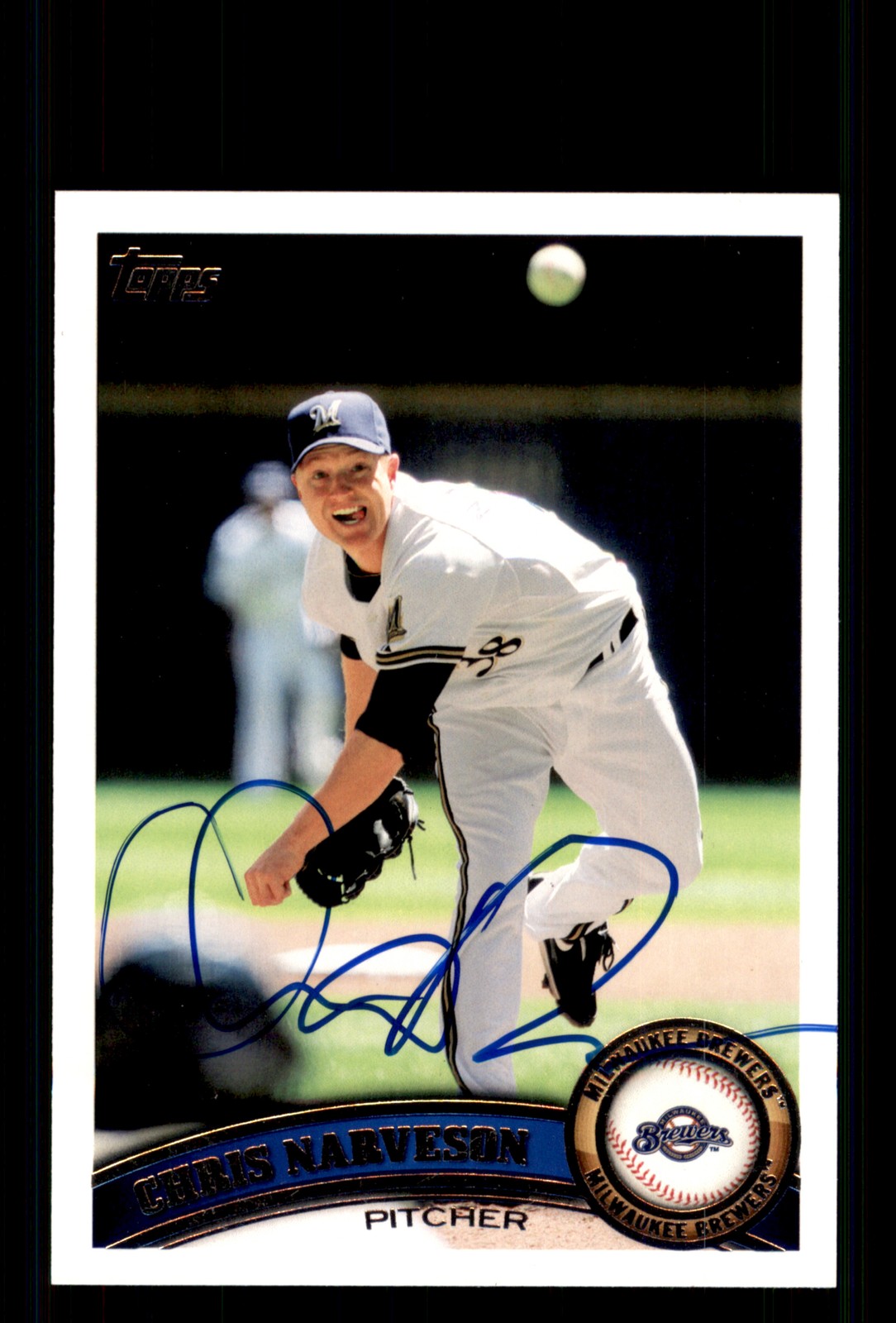 Signed Baseball Card Auto Chris Narveson 2011 Topps #92 Milwaukee Brewers