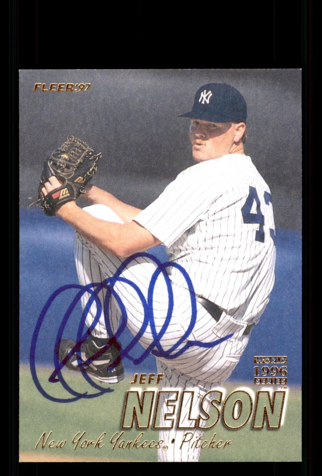 Signed Baseball Card Auto Jeff Nelson 1997 Fleer #173 New York Yankees