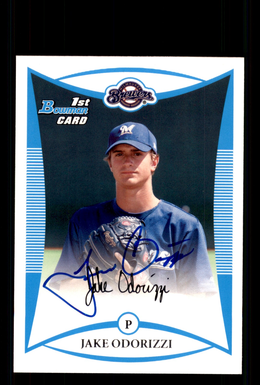 Signed Baseball Card Auto Jake Odorizzi 2008 Bowman #BDPP51 Milwaukee Brewers