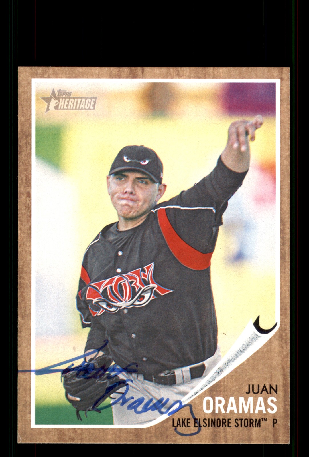 Signed Baseball Card Auto Juan Oramas 2011 Topps Heritage Minor League #180