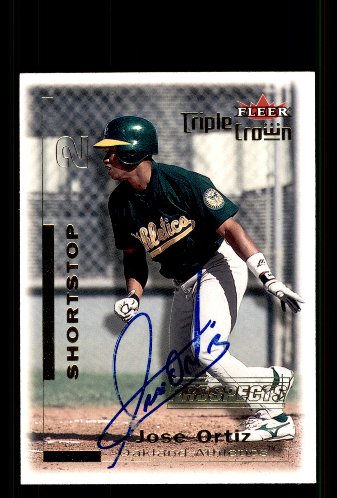 Signed Baseball Card Auto Jose Ortiz 2001 Fleer Triple Crown #278 Athletics