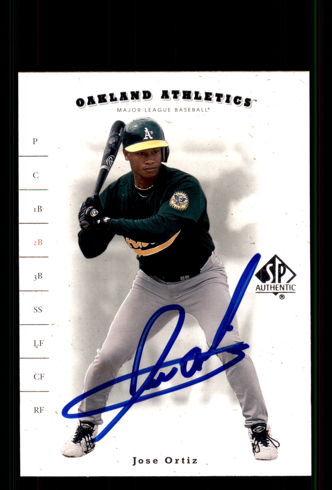 Signed Baseball Card Auto Jose Ortiz 2001 SP Authentic #7 Oakland Athletics