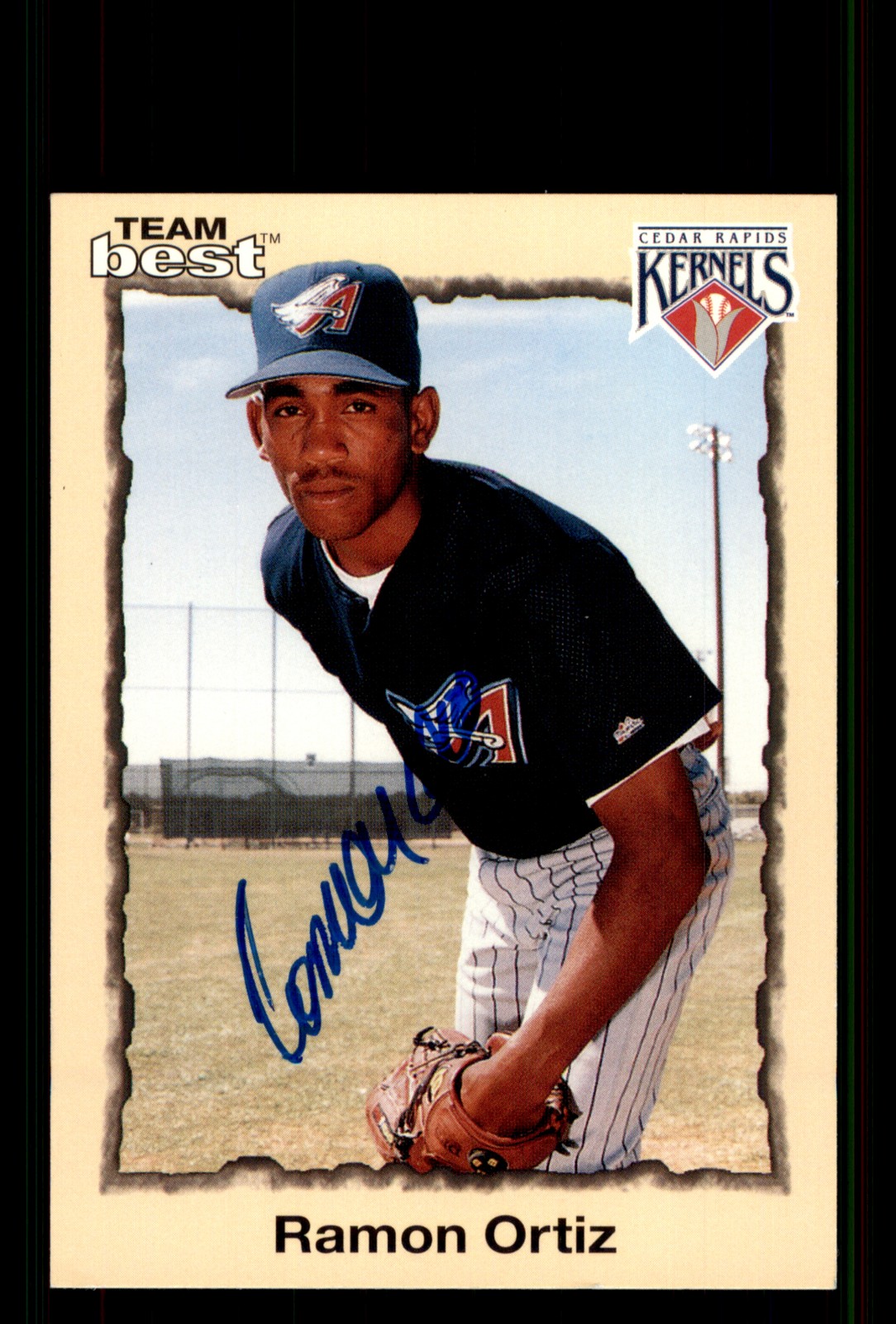 Signed Baseball Card Auto Ramon Ortiz 1998 Team Best #37 Cedar Rapids Kernels
