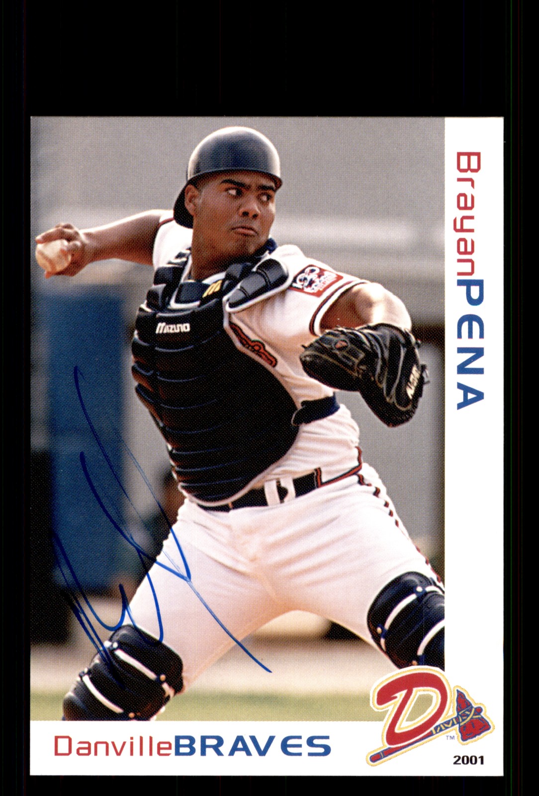 Signed Baseball Card Auto Brayan Pena 2001 Grandstand Danville Braves