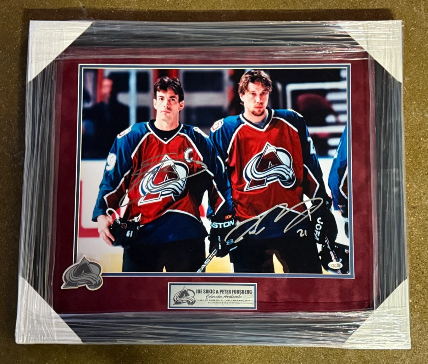 Joe Sakic & Peter Forsberg Signed Colorado Avalanche Framed 16x20 Photo JSA COA