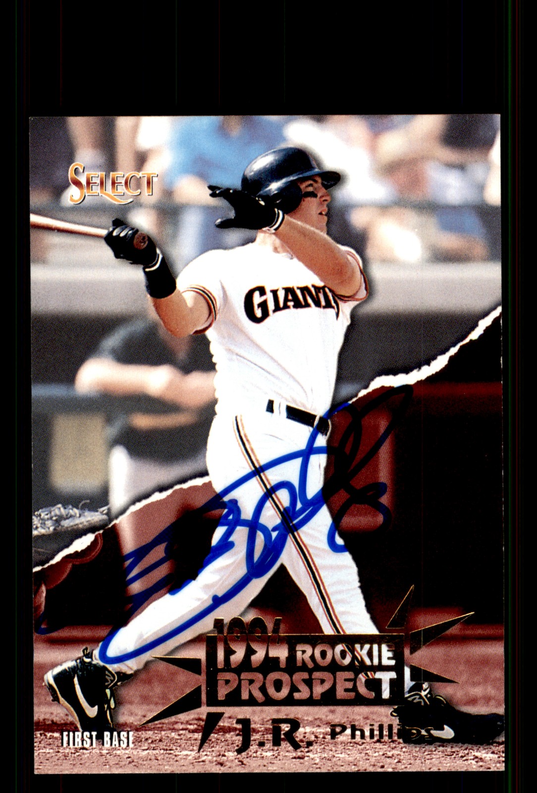 Signed Baseball Card Auto J.R. Phillips 1994 Select #396 San Francisco Giants