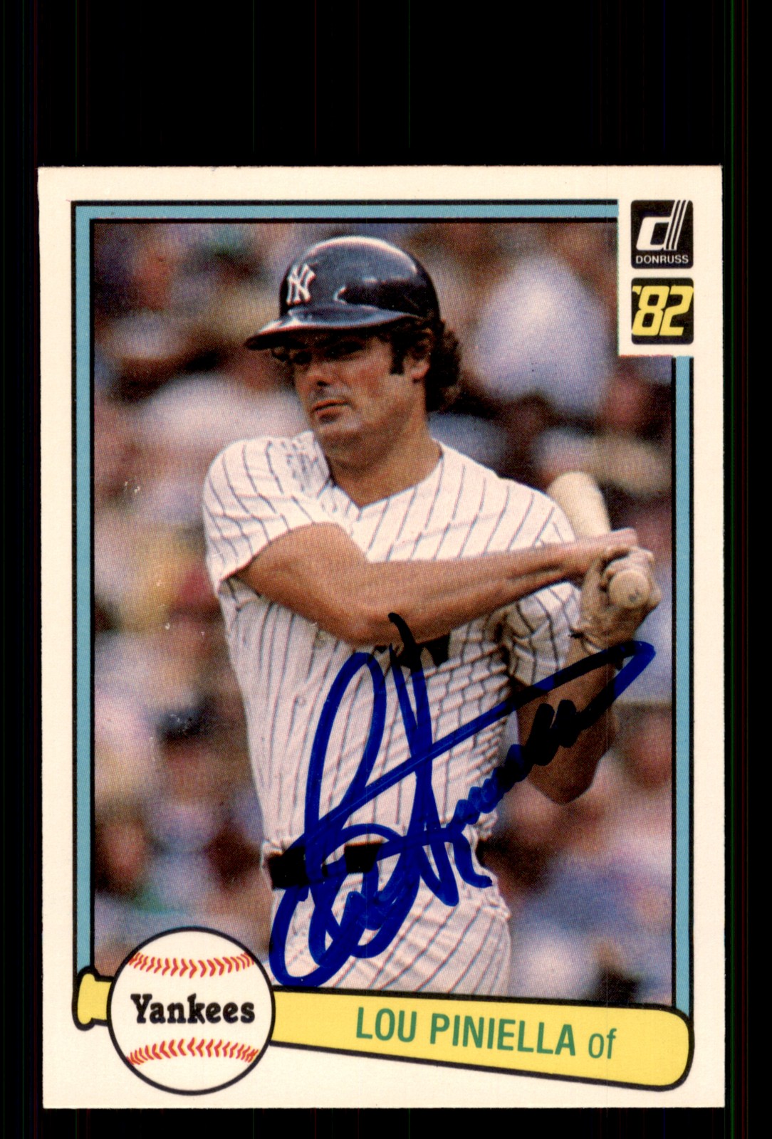 Signed Baseball Card Auto Lou Piniella 1982 Donruss #135 New York Yankees