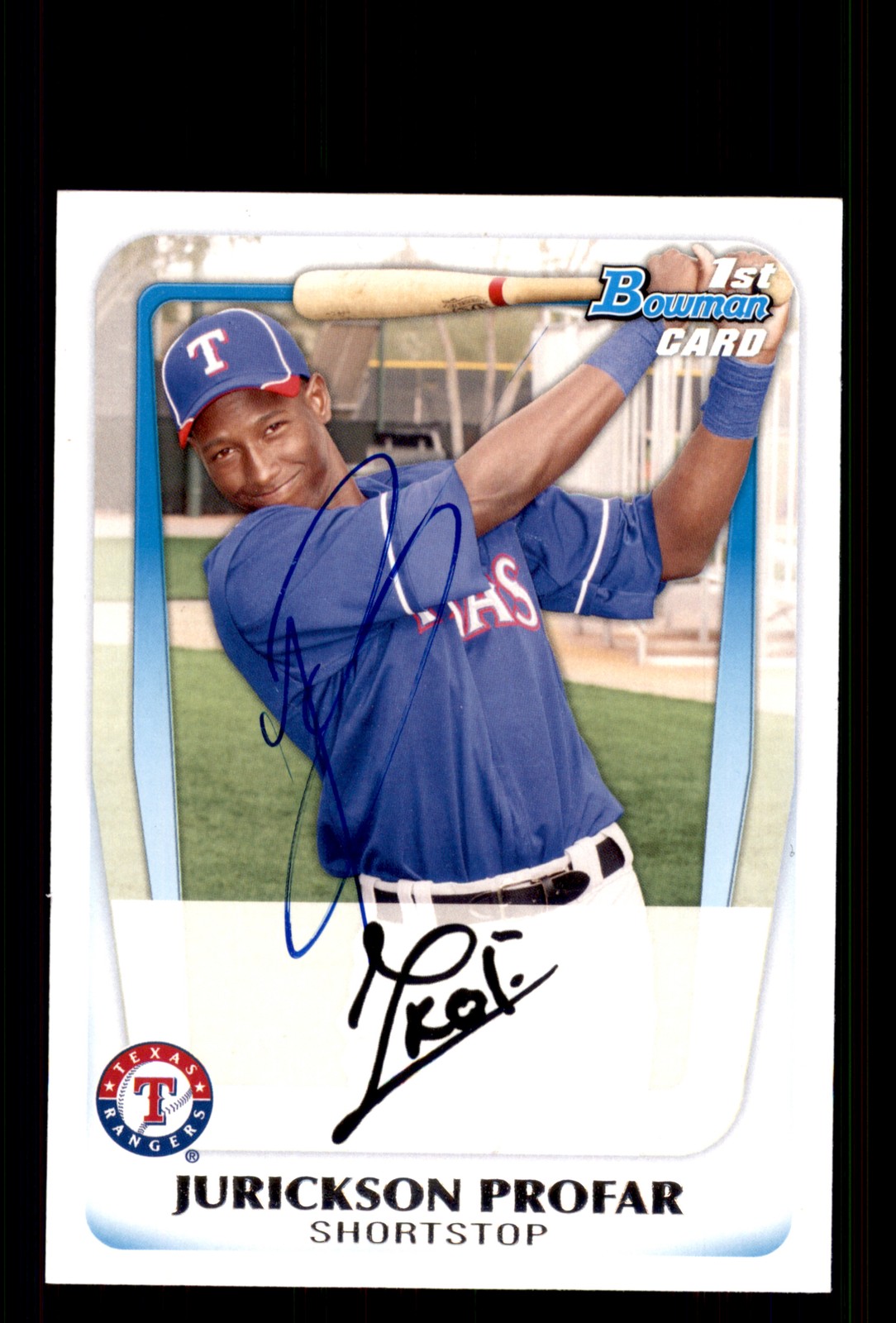 Signed Baseball Card Auto Jurickson Profar 2011 Bowman #BP82 Texas Rangers