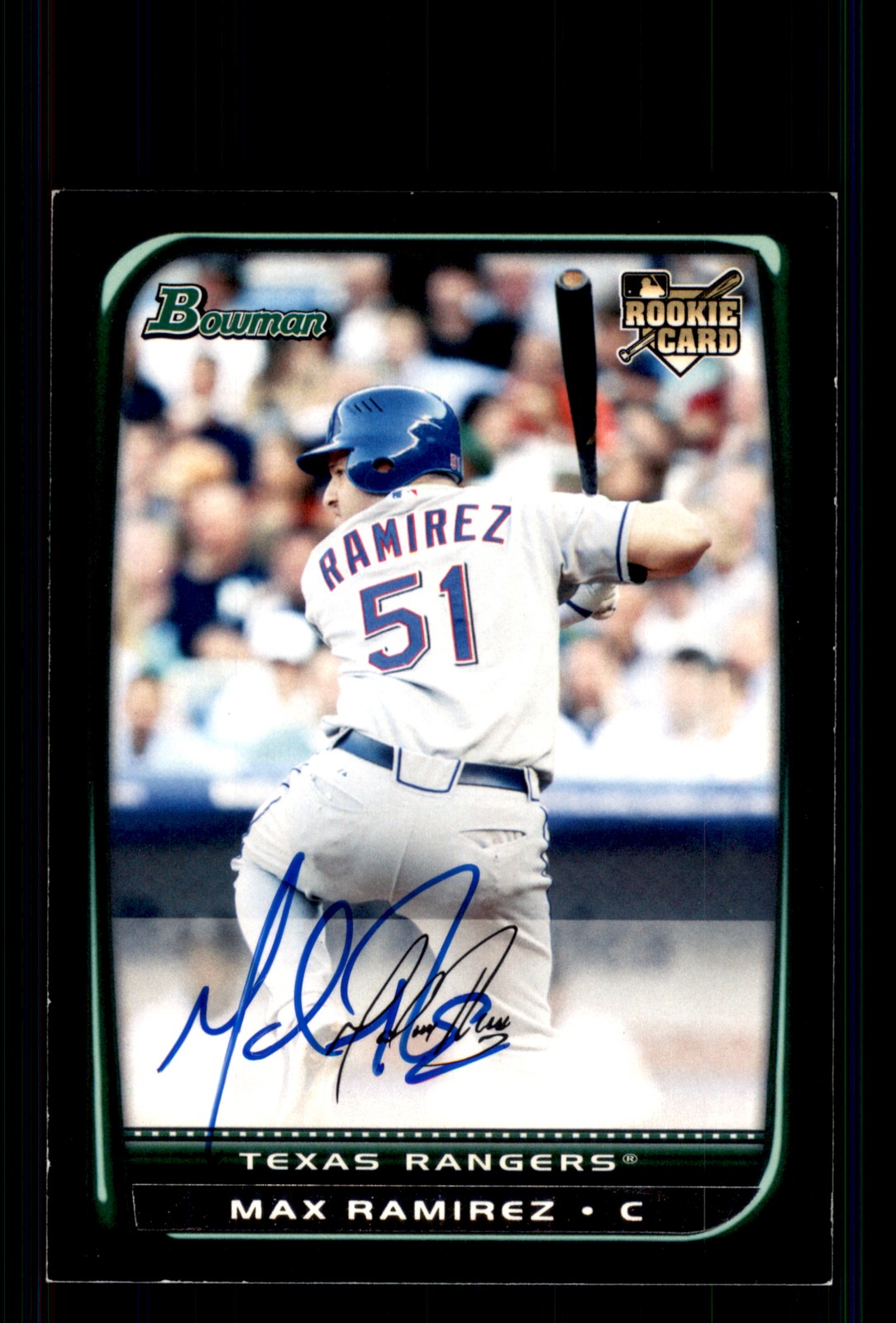 Signed Baseball Card Auto Max Ramirez 2008 Bowman Draft #BDP30 Rangers