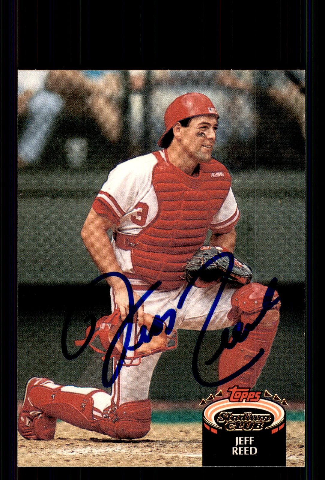 Signed Baseball Card Auto Jeff Reed 1992 Stadium Club #487 Cincinnati Reds