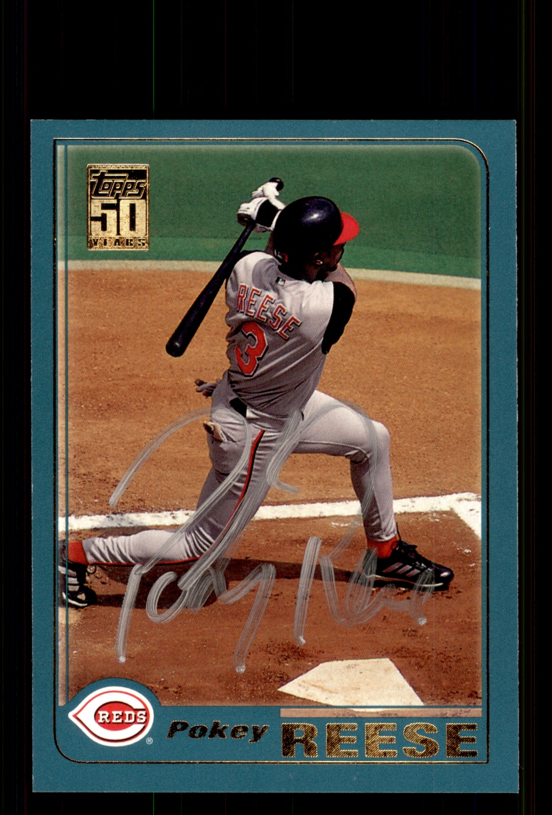 Signed Baseball Card Auto Pokey Reese 2001 Topps #32 Cincinnati Reds