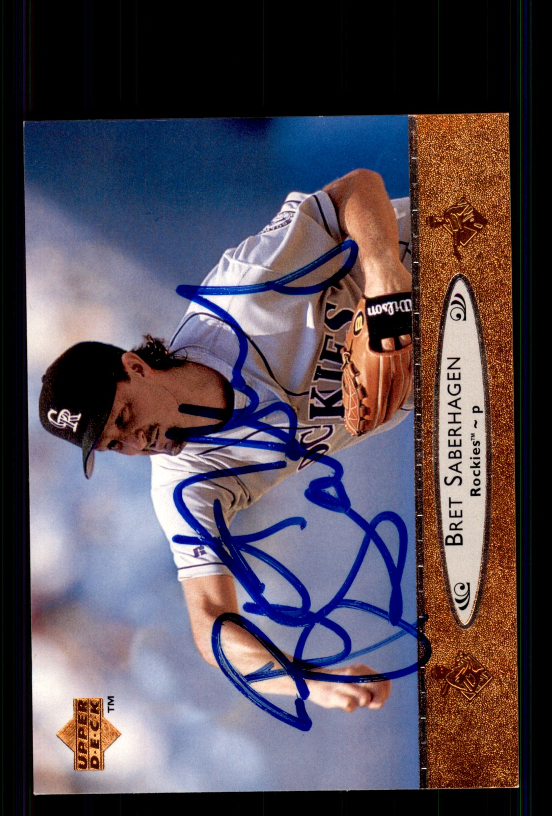 Signed Baseball Card Auto Bret Saberhagen 1996 Upper Deck #61 Colorado Rockies