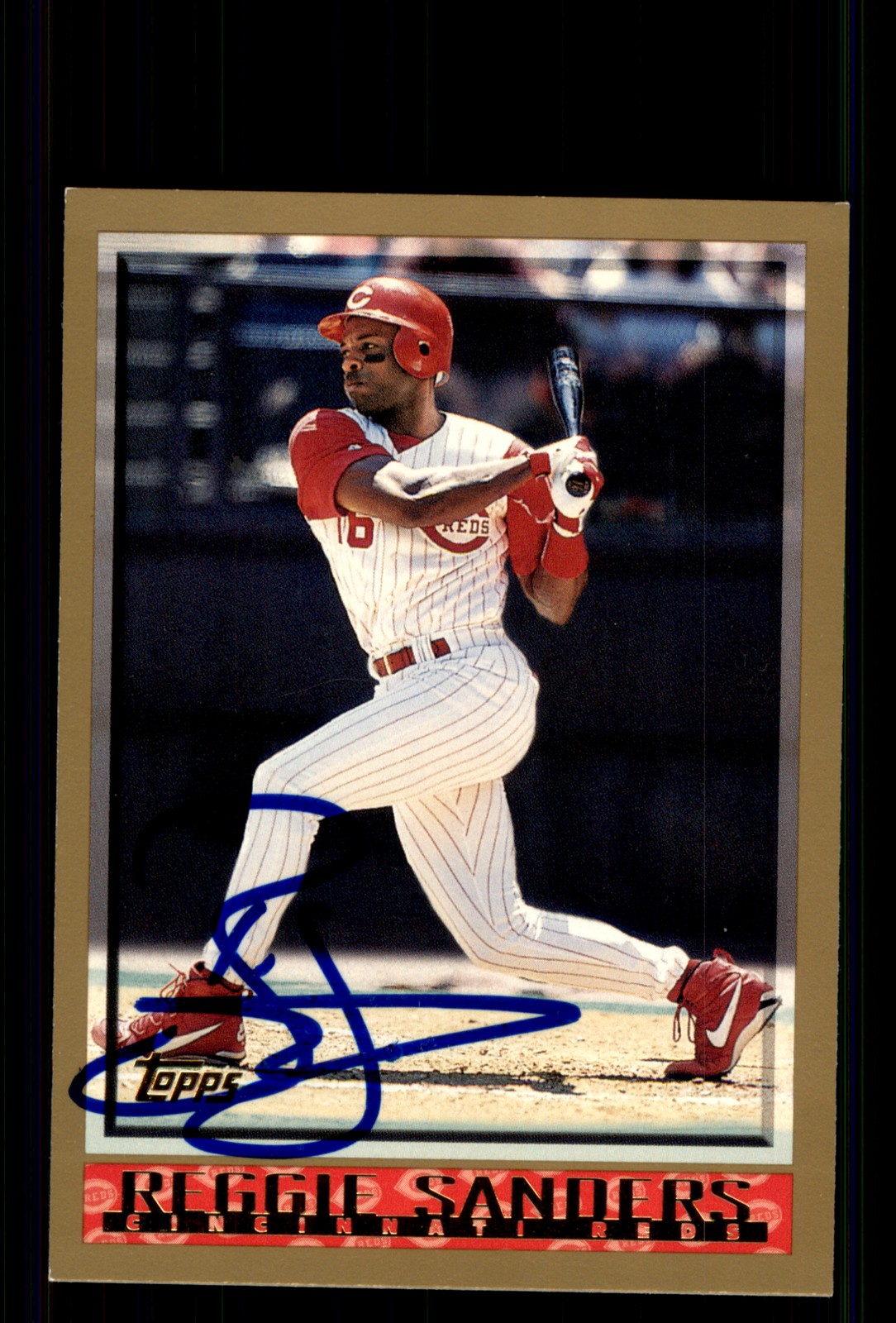 Signed Baseball Card Auto Reggie Sanders 1998 Topps #364 Cincinnati Reds