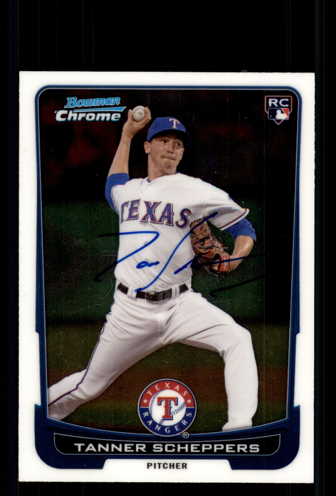 Signed Baseball Card Auto Tanner Scheppers 2012 Bowman Draft #13 Rangers