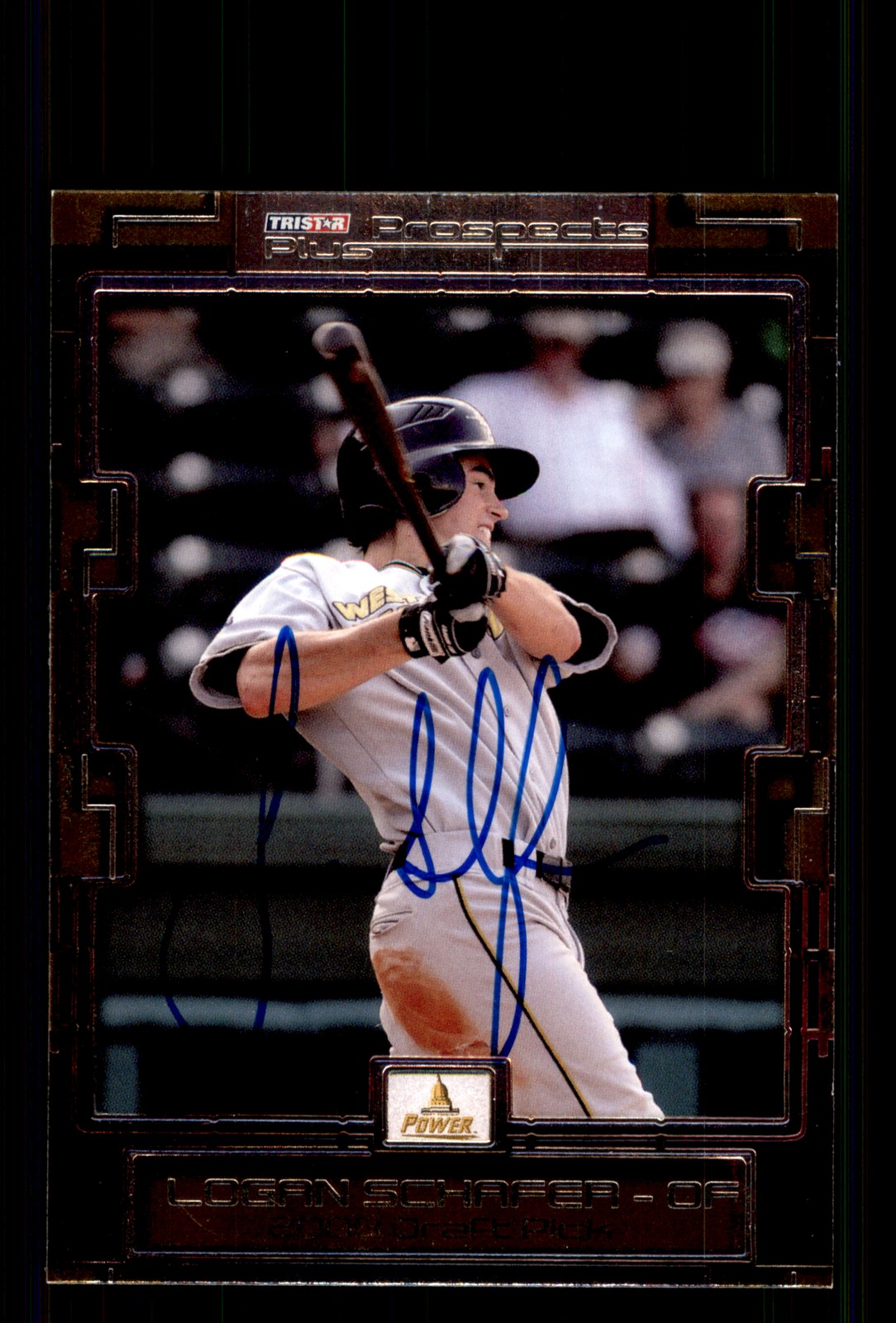 Signed Baseball Card Auto Logan Schafer 2008 TriStar Prospects Plus #98