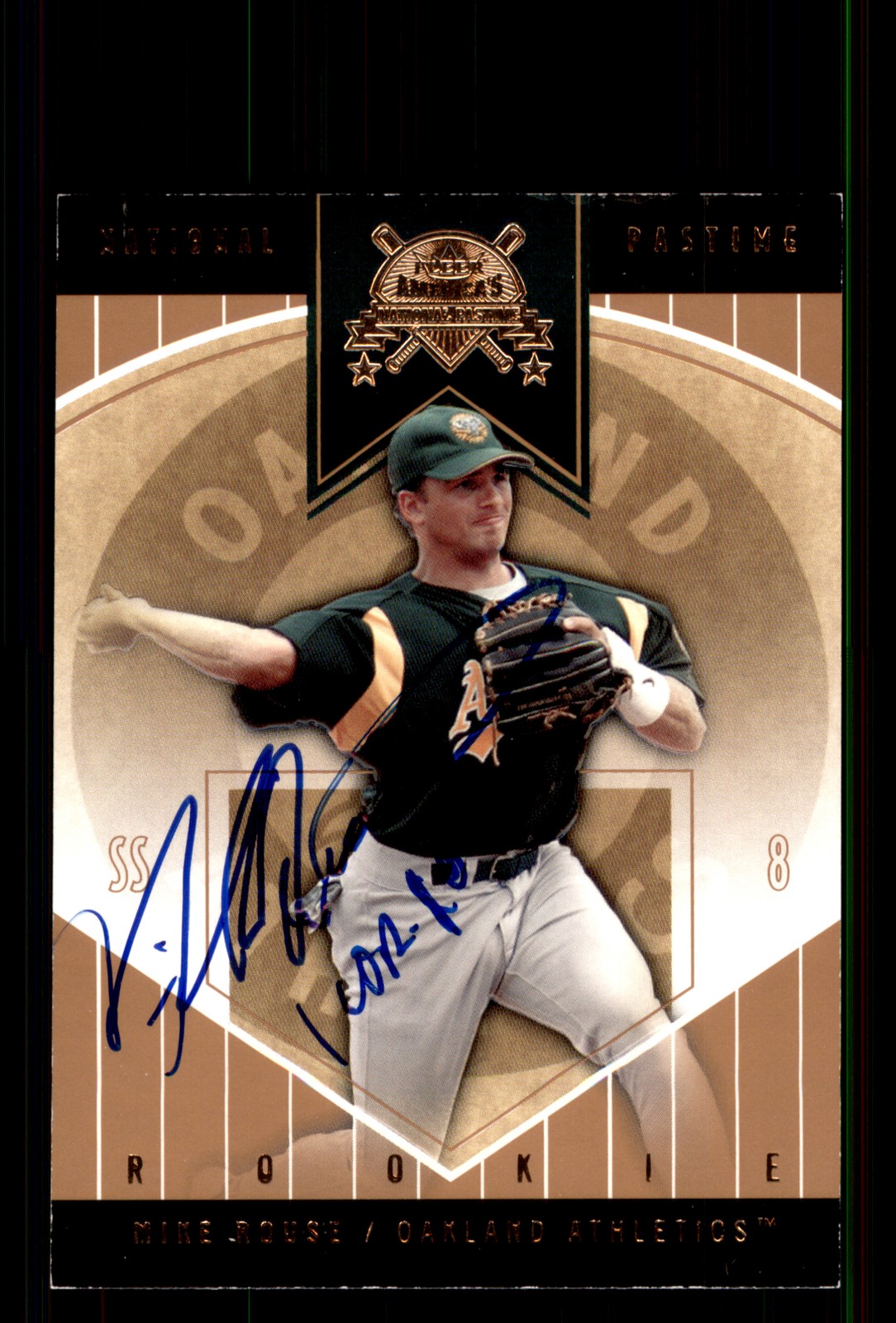Signed Baseball Card Auto Mike Rouse 2004 Fleer National Pastime #66 A's
