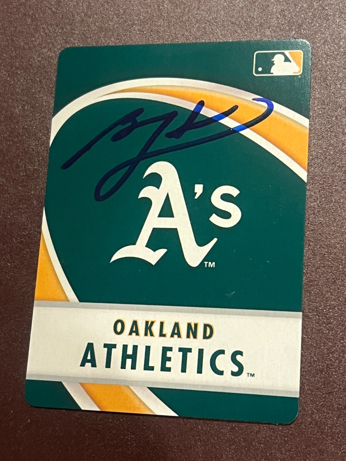 SIGNED BASEBALL LOGO PLAYING CARD AUTO BEN ZOBRIST OAKLAND A's ATHLETICS
