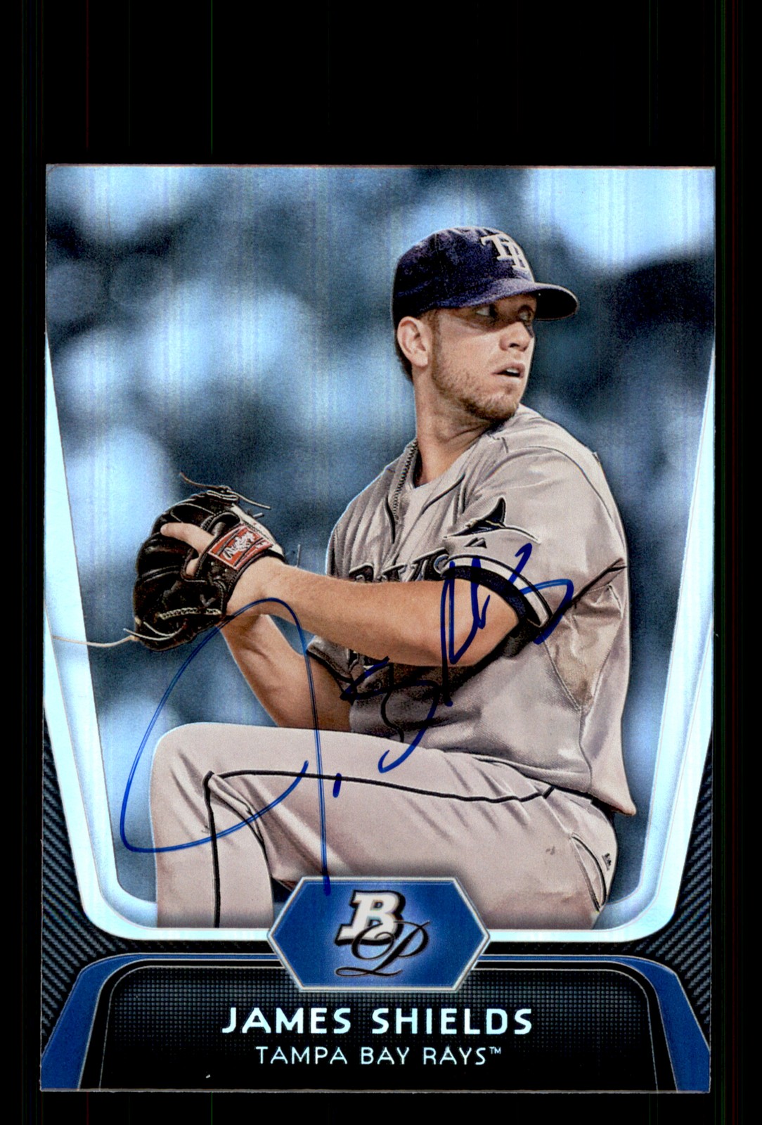 Signed Baseball Card Auto James Shields 2012 Bowman Platinum #26 Tampa Bay Rays