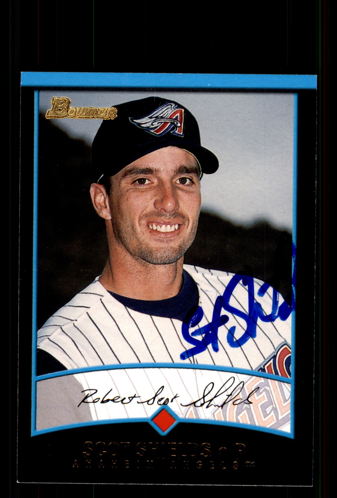 Signed Baseball Card Auto Scot Shields 2001 Bowman Draft #BDP64 Anaheim Angels