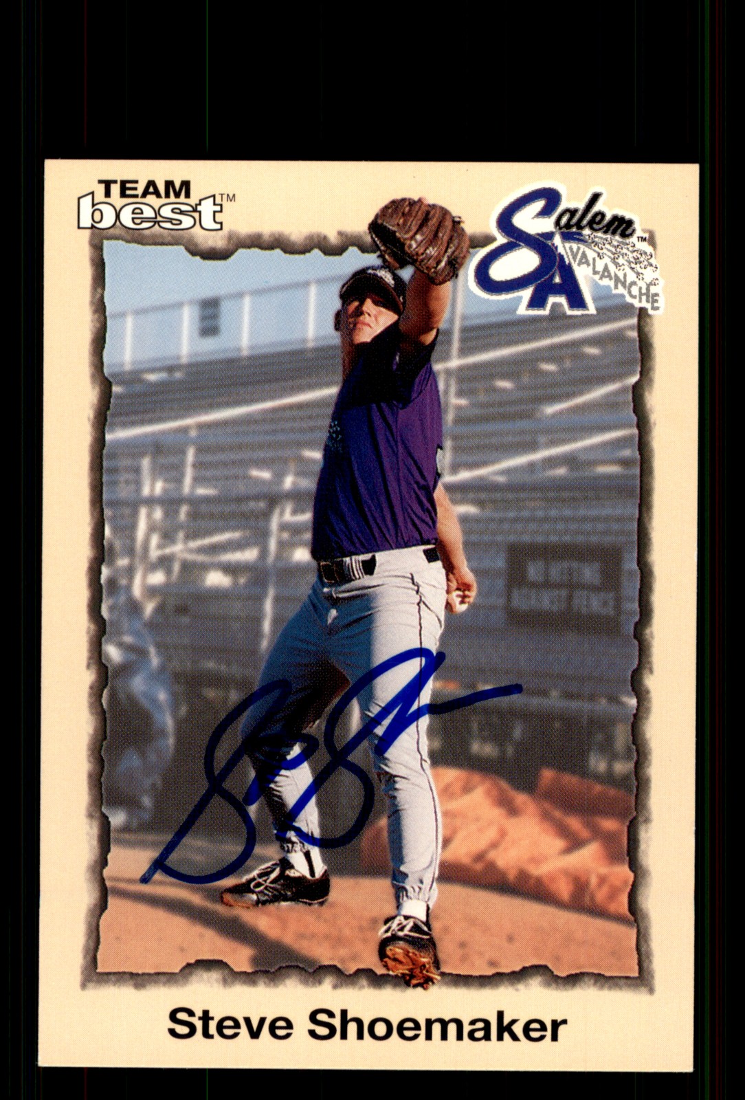 Signed Baseball Card Auto Steve Shoemaker 1998 Team Best #45 Salem Avalanche