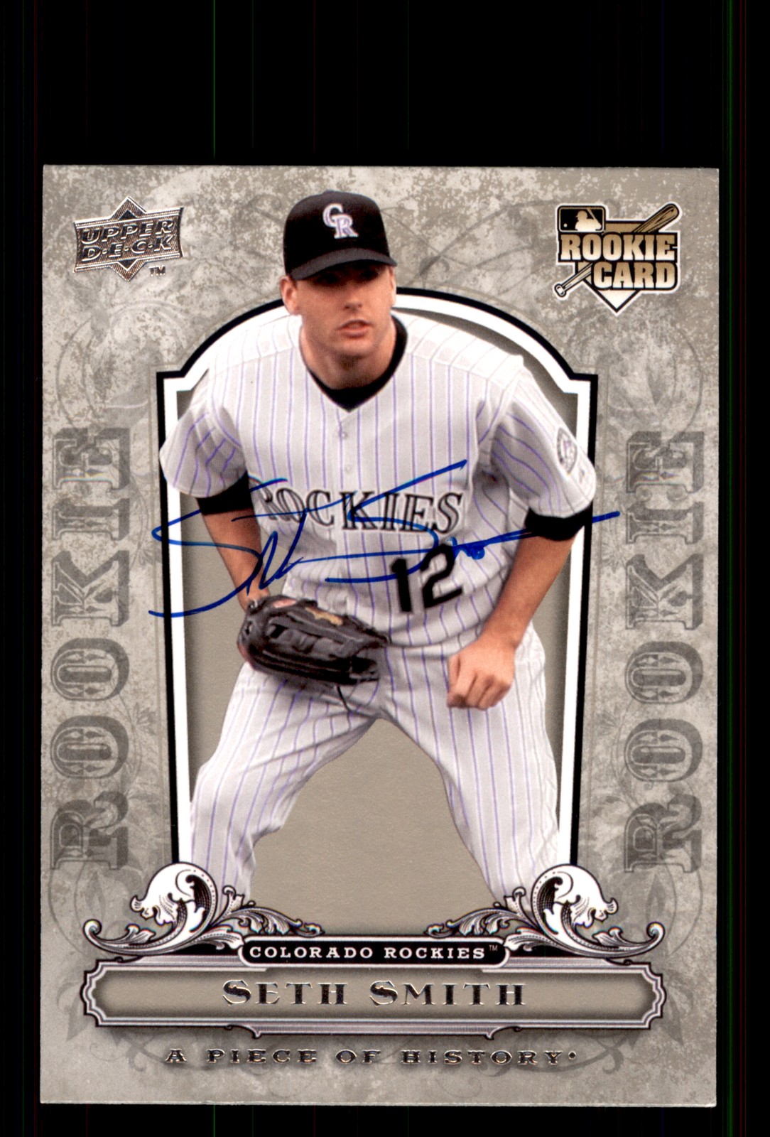 Signed Baseball Card Auto Seth Smith 2008 Upper Deck A Piece of History #115