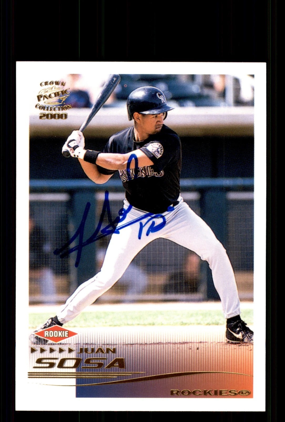 Signed Baseball Card Auto Juan Sosa 2000 Pacific Crown Collection #94 Rockies