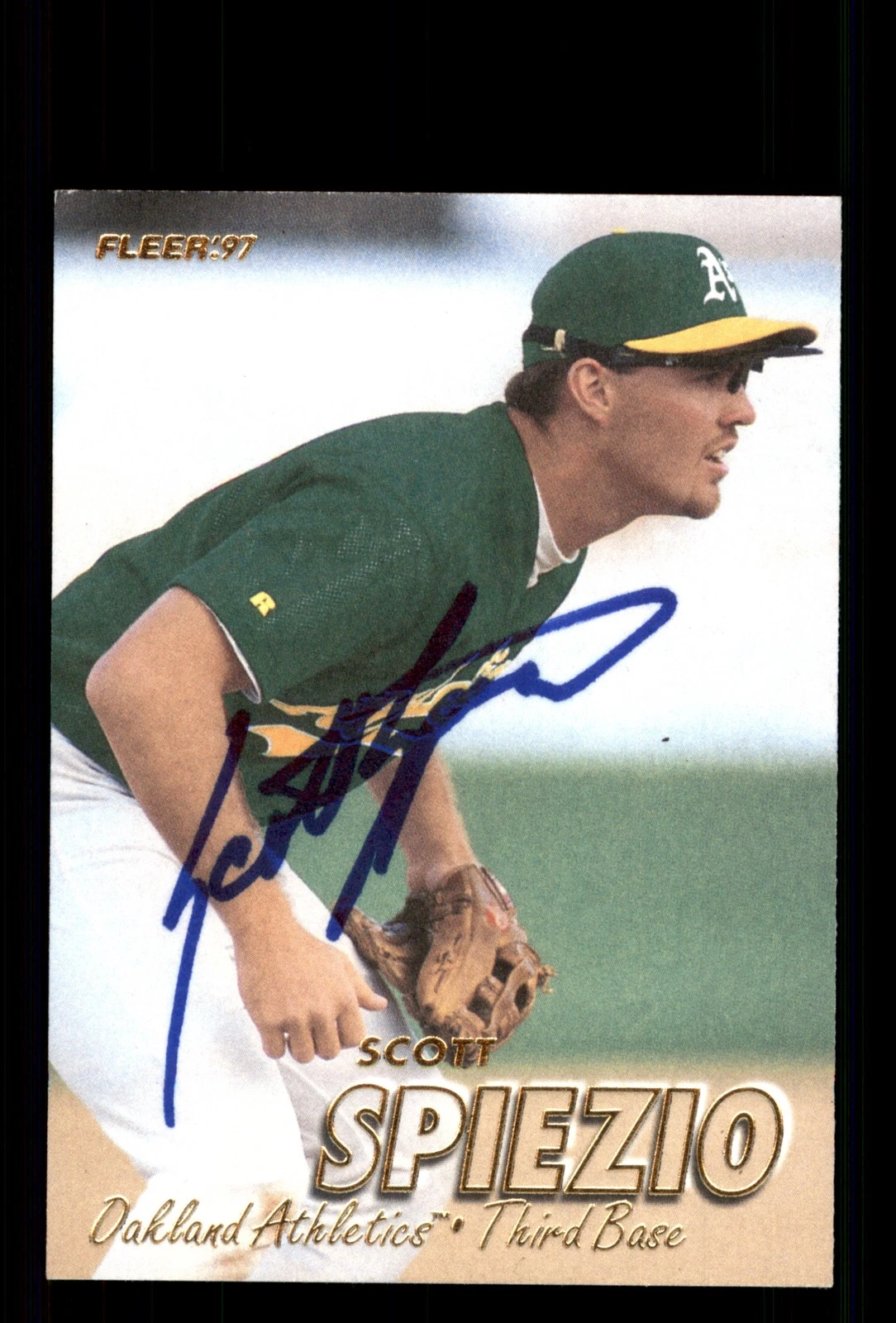 Signed Baseball Card Auto Scott Spiezio 1997 Fleer #195 Oakland Athletics