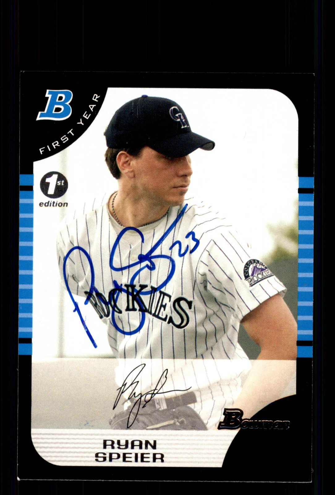 Signed Baseball Card Auto Ryan Speier 2005 Bowman #293 Rockies 1st Ed.