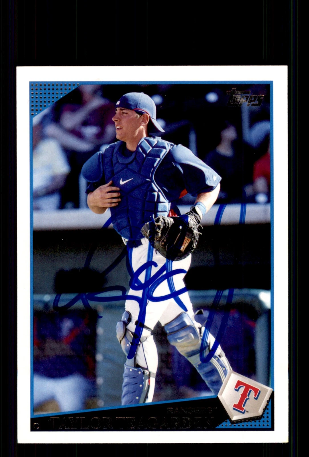 Signed Baseball Card Auto Taylor Teagarden 2009 Topps #412 Texas Rangers