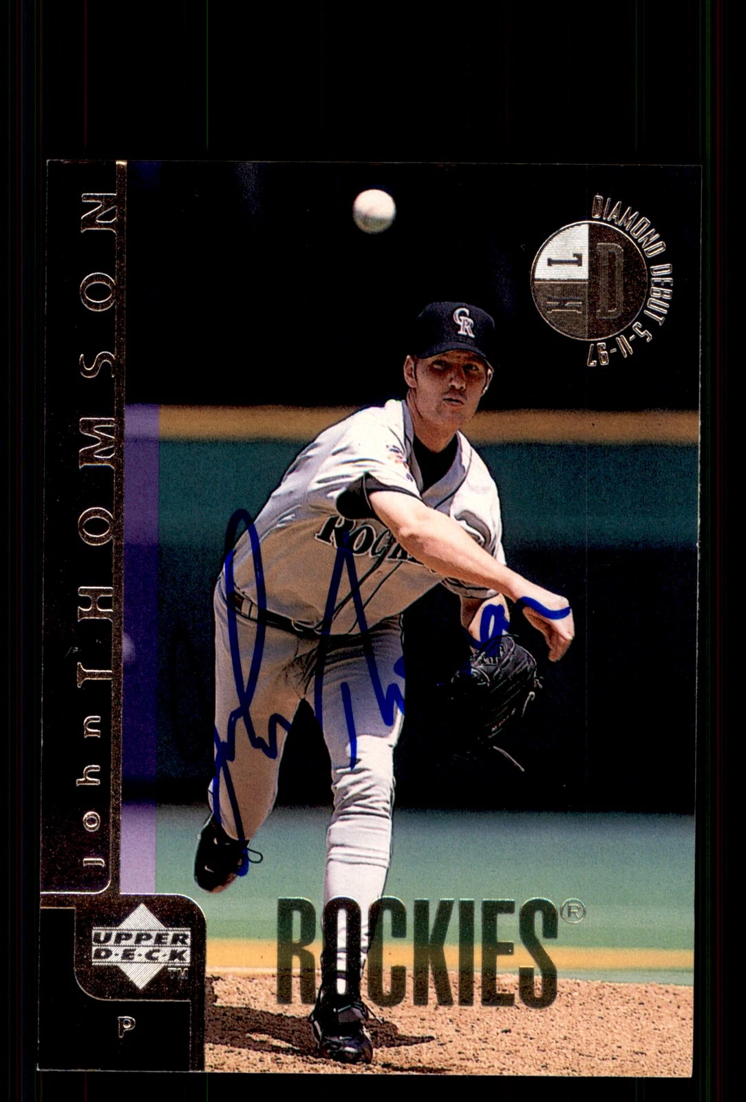 Signed Baseball Card Auto John Thomson 1998 Upper Deck #83 Colorado Rockies
