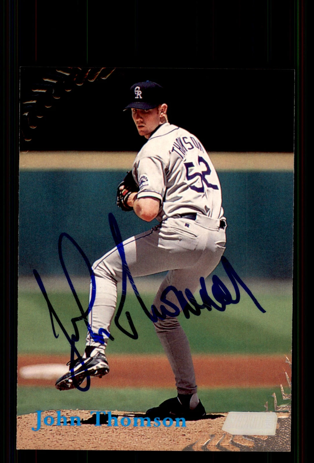 Signed Baseball Card Auto John Thomson 1998 Stadium Club #335 Colorado Rockies