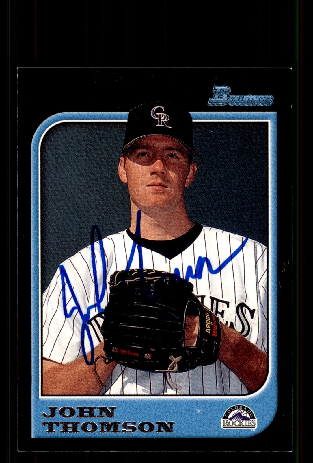 Signed Baseball Card Auto John Thomson 1997 Bowman #115 Colorado Rockies