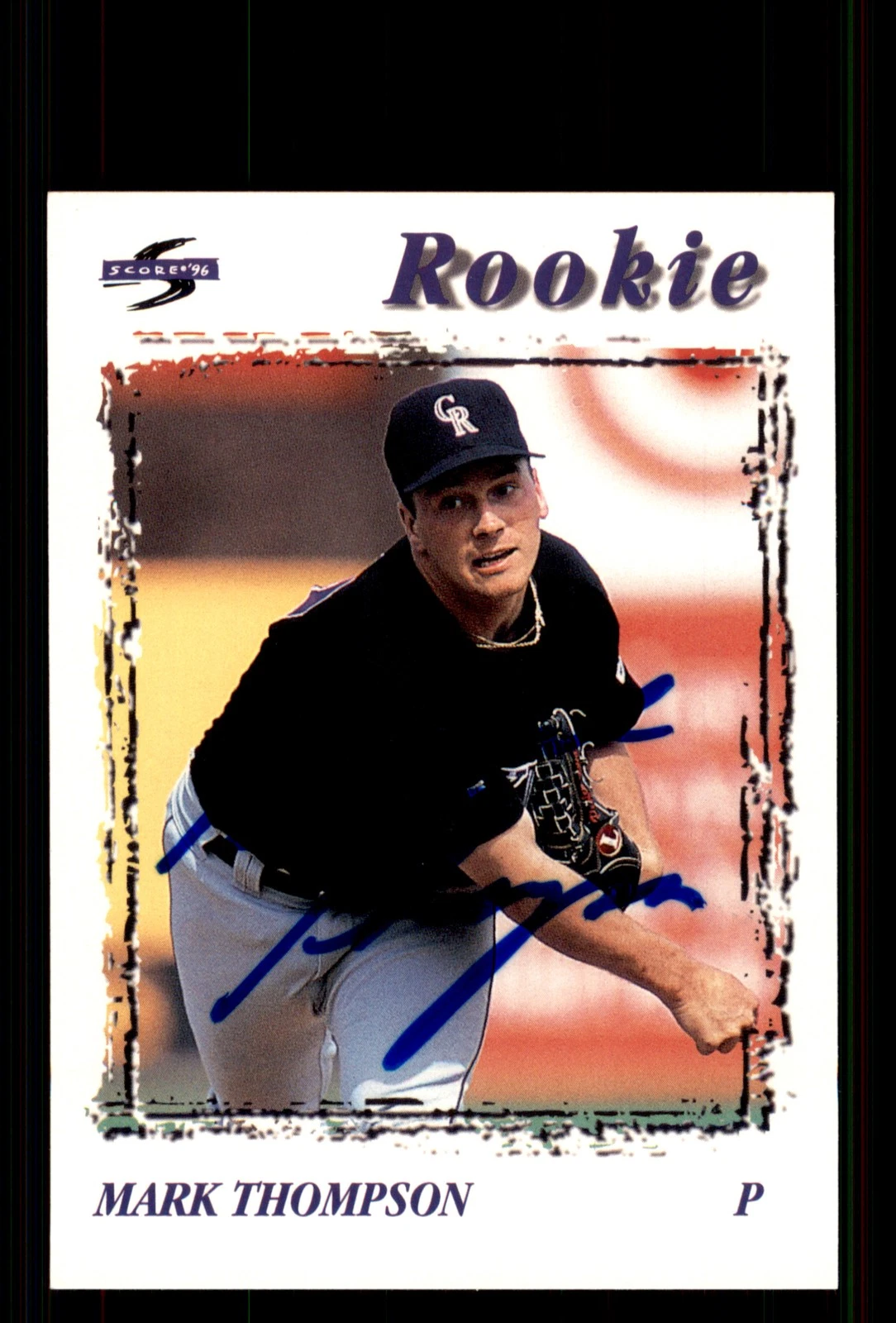Signed Baseball Card Auto Mark Thompson 1996 Score #231 Colorado Rockies