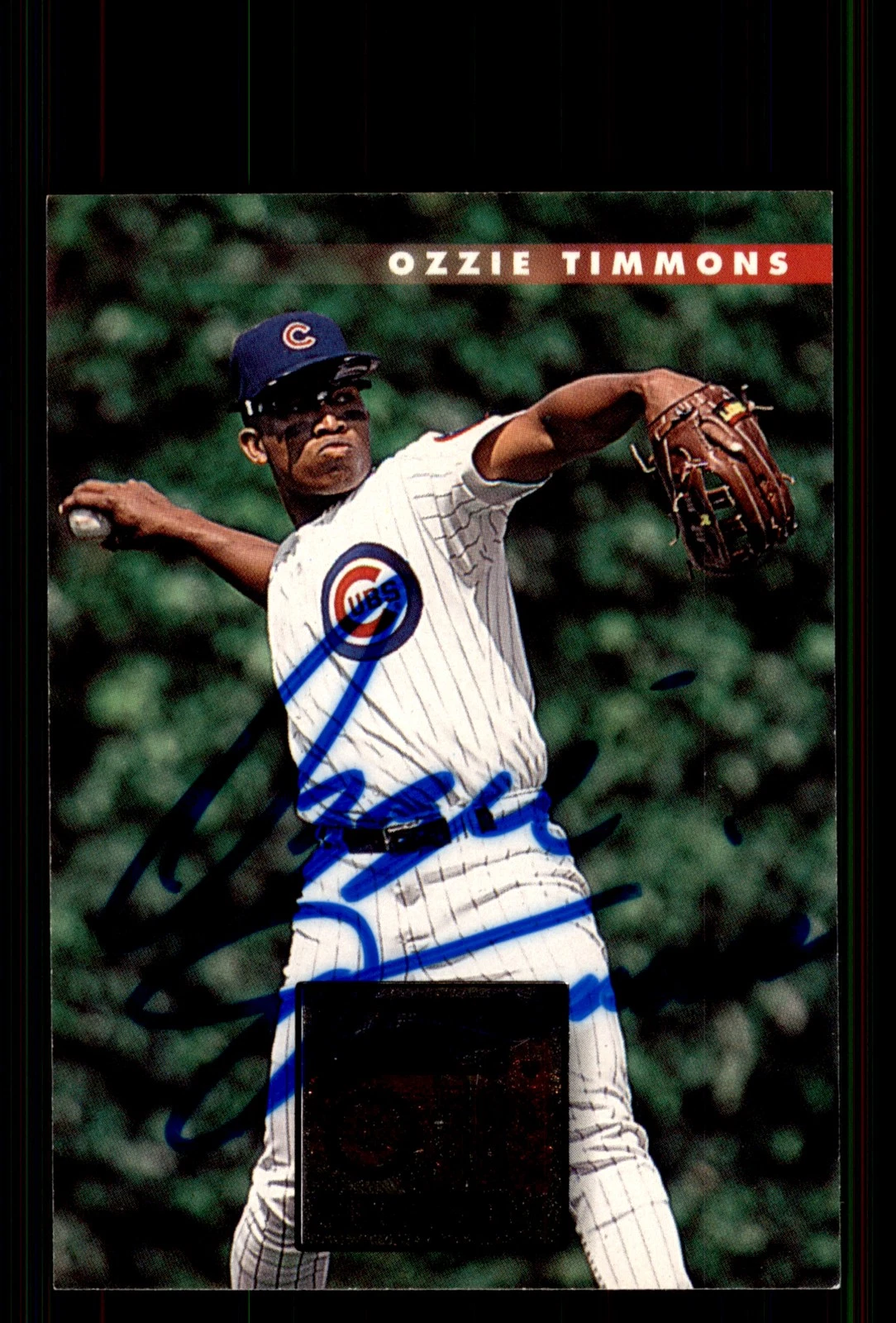Signed Baseball Card Auto Ozzie Timmons 1996 Donruss #28 Chicago Cubs