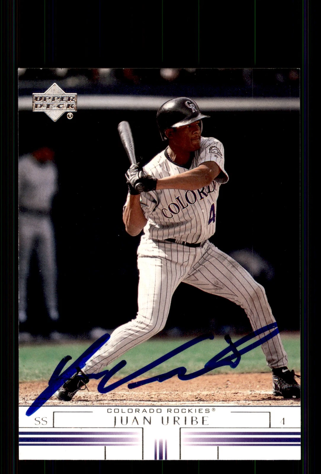 Signed Baseball Card Auto Juan Uribe 2002 Upper Deck #453 Colorado Rockies